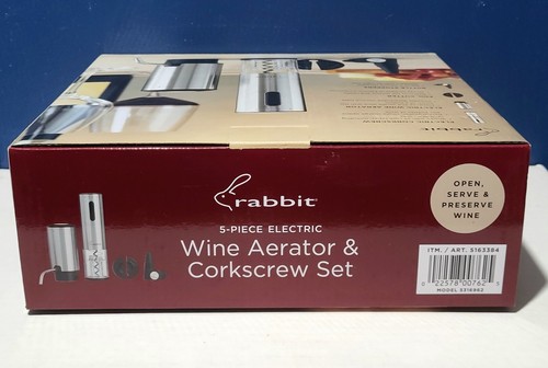 NEW ~ RABBIT Electric Wine Tool Set ~ 5-Piece ~ Corkscrew, Aerator, Stoppers - Picture 4 of 4