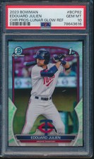 PSA 10 EDOUARD JULIEN 2023 Bowman Chrome LUNAR GLOW REFRACTOR TWINS RC GEM MINT