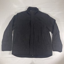 Vintage Banana Republic Men's L Heavy Jacket Wool Full Zip Gray Black Y2K