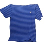 NEW WT NAUTICA BOY BLUE STRIPE V NECK SHORT SLEEVE T-SHIRT LARGE 14/16 YOUTH