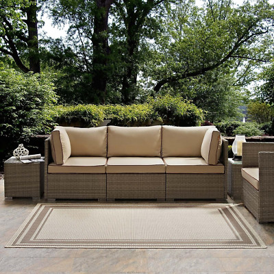 Modway Rim Solid Border 8X10 Indoor and Outdoor in Light and Dark Beige