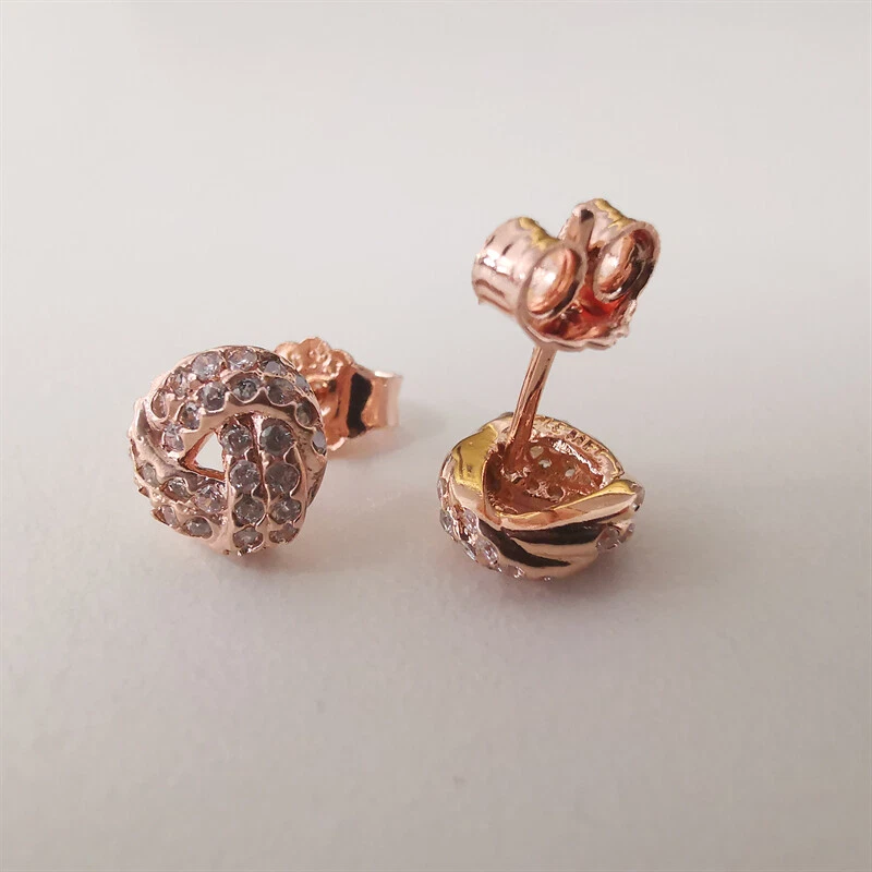 Pandora love knot earrings rose best sale gold