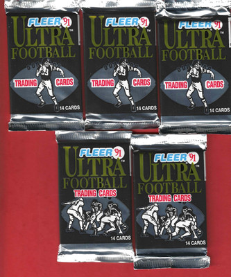 5er Pack American Football Foot us Fleer Ultra 1991 - NFL Beutel 14 Karten