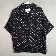 Calvin Klein Jeans Mens Size XL Slim Fit Short Sleeve Button-Up Shirt Black