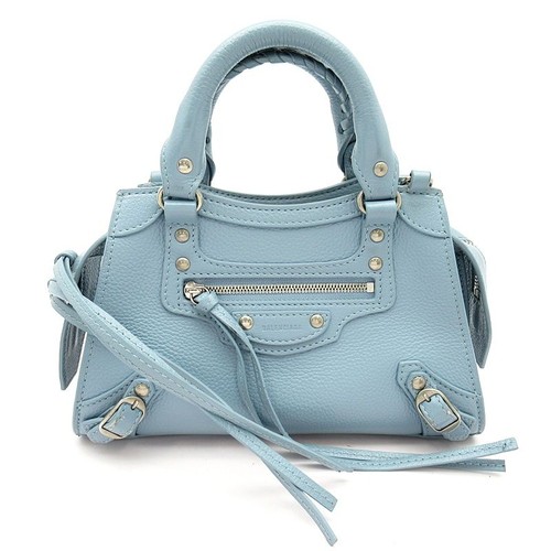 BALENCIAGA Handbag Neoclassic City Mini 638524 Leather Blue w/Shoulder Strap