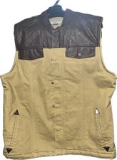 Sz Xl Cody James Men's L Brown Western Canvas Vest Sherpa Lined Zip And Snap.
