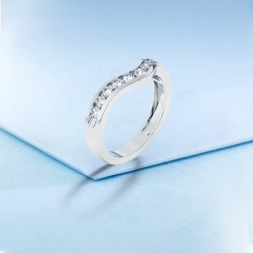 Women's Wedding Anniversary Band 0.50 Ct Lab Grown Diamond 925 Sterling Silver - Picture 1 of 12
