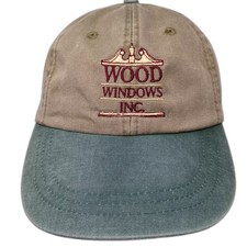 HeadShot Wood Windows Inc Baseball Cap Hat Beige Green OS Slideback Embroidered