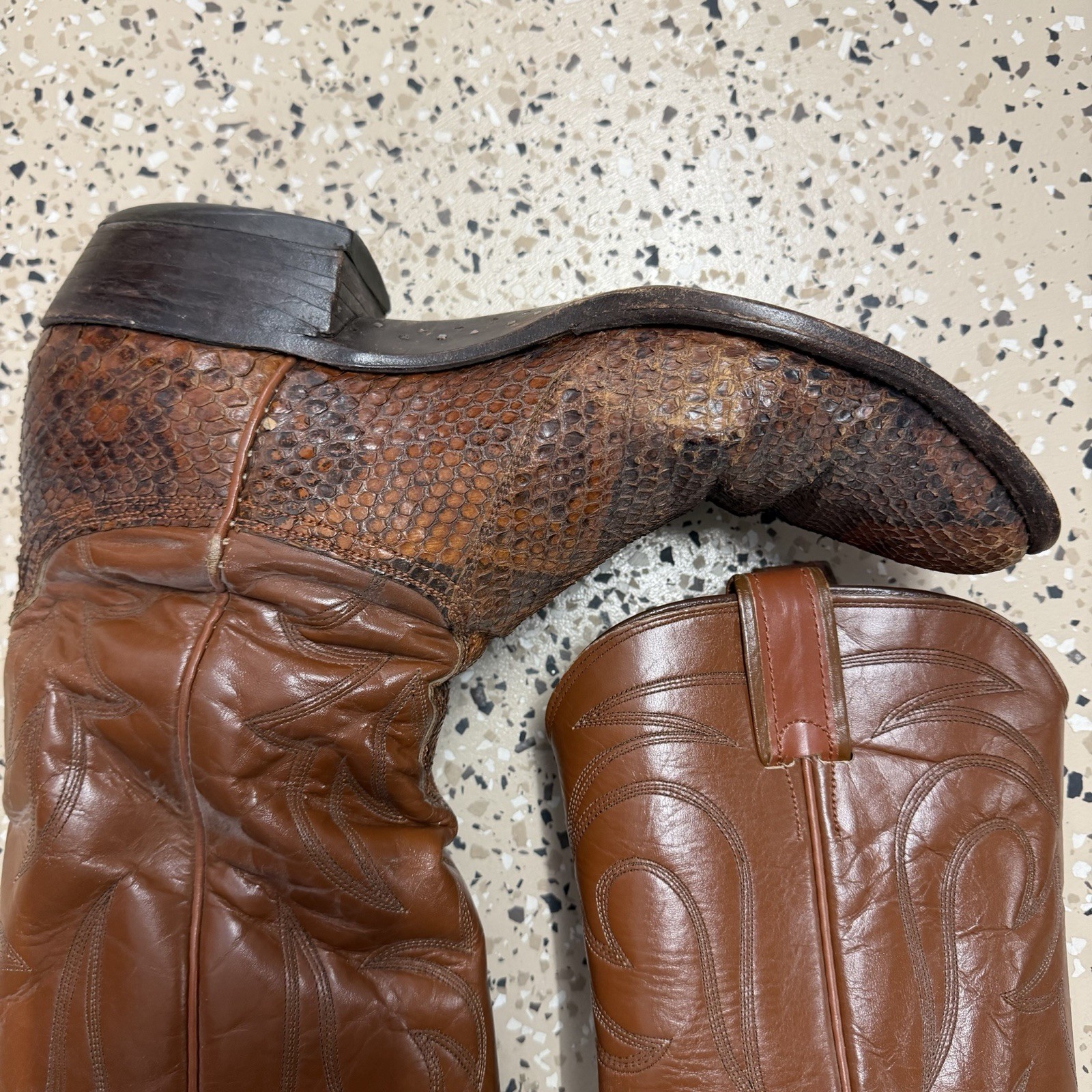 Vintage Nocona Brown Python Snakeskin Cowboy Boot… - image 5
