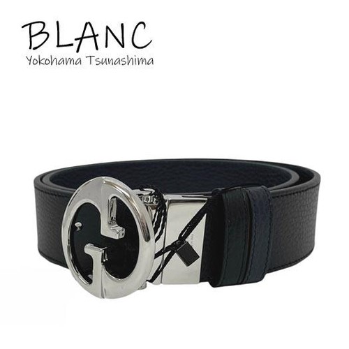 Used Gucci Interlocking G Reversible Buckle Belt 449715 Belt Leather Silver