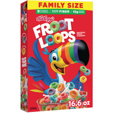 Kellogg's Froot Loops Breakfast Cereal, Good Source of Fiber, 15g Whole Grains,