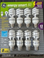 GE Energy Smart CFL 13 Watt Replaces 60 Watt Light Bulbs 825 Lumens 8 Pack