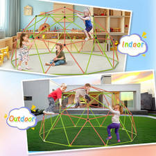 10FT Climbing Dome with Hammock Swing Kids Outdoor Jungle Gym Playground Clim...
