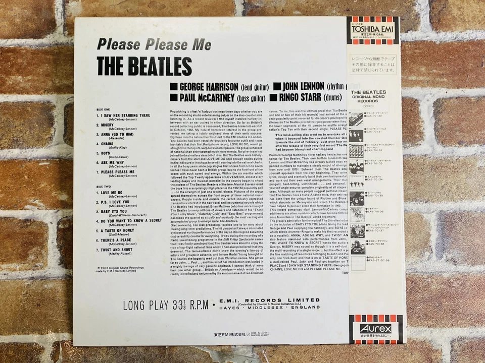 BEATLES Please Please Me EAS-70130 JAPAN Limited Original MONO RED WAX OBI Ex P - Immagine 3 di 4
