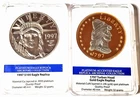 2 American Mint Coins-1797 Liberty Head 24K GP Eagle+ 1997 Platnm $100 Lib-Eagle