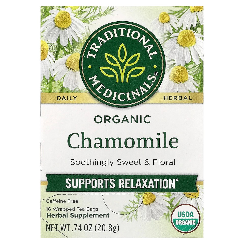 Organic Chamomile, Caffeine Free, 16 Wrapped Tea Bags, 0.74 oz (20.8 g)