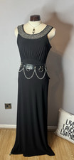 Klass Black Embellished Maxi Dress UK 12–14 – Beaded Neck, Stretch, Evening