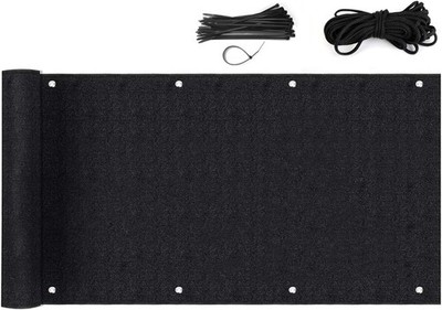 Sekey Balkonsichtschutz 75x300cm Schwarz HDPE 220g/m² Windschutz mit Ösen