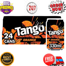 Tango Orange Original 330ml Pack of 24 Cans (Fizzy Soft Drink Full Case).