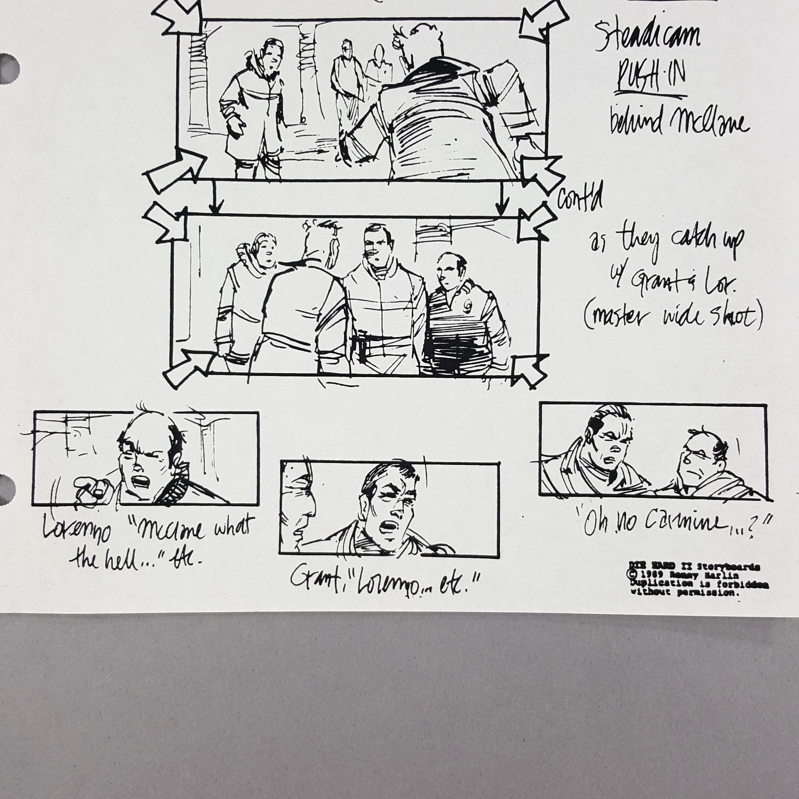 Image 7 of Die Hard 2 - Production Used Storyboard, Bruce Willis at Church Movie Prop 279