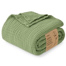 100 Cotton Muslin Blanket, 6 Layer Lightweight Breathable Gauze Twin Size Bl...