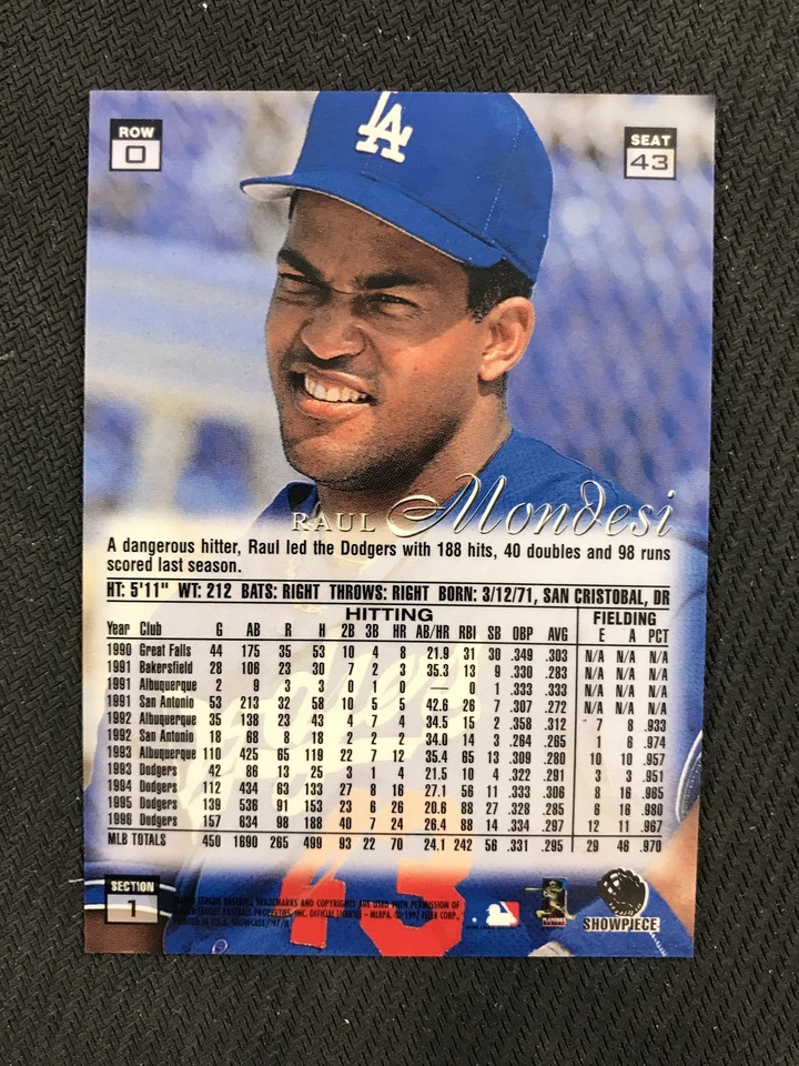 1997 Flair Showcase #43 Raul Mondesi Los Angeles Dodgers - Image 2 of 2