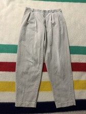 Vintage 70s Us Officers WW2 Style Army Navy Pleated Khaki Tan Chinos 32x29.5