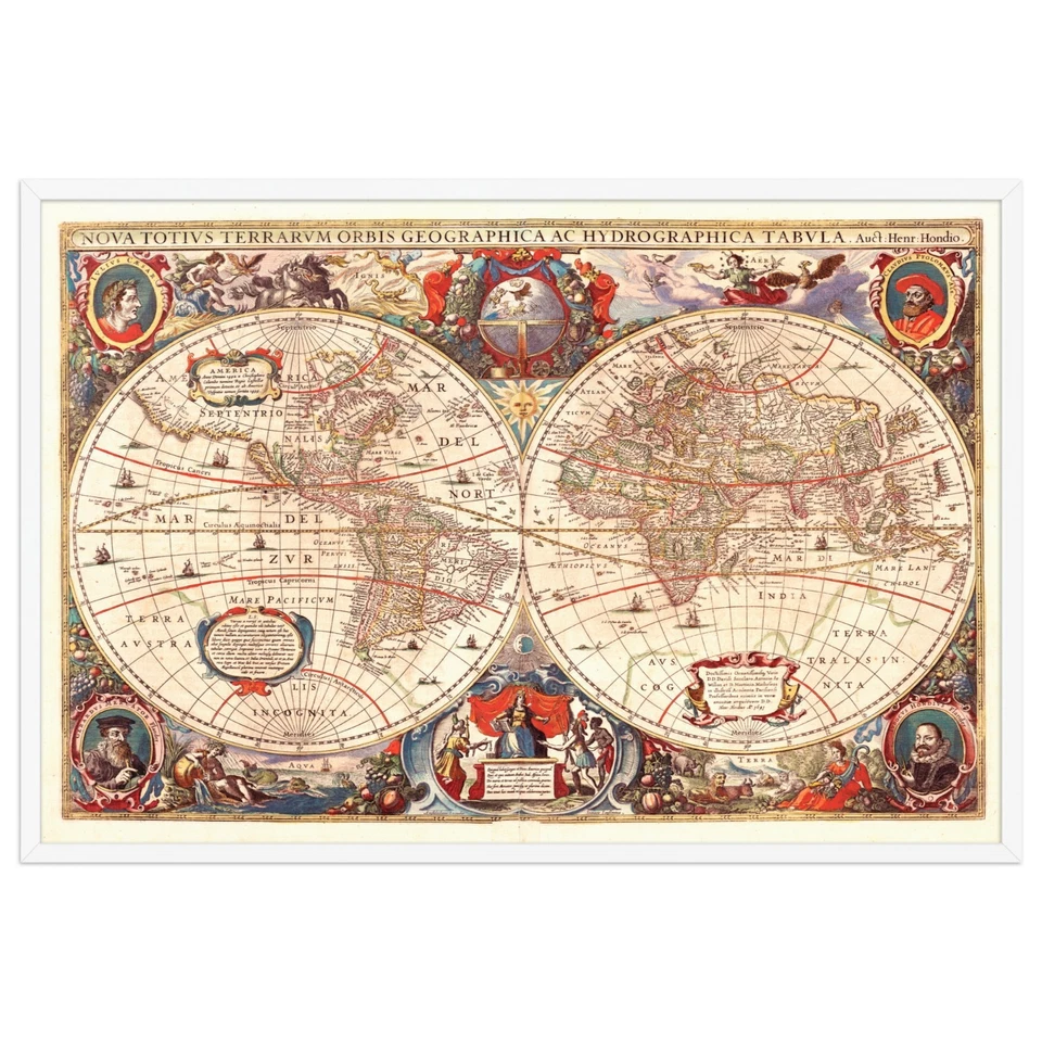 Antique World Map Print, Vintage Wall Art, Old Maps, Old Map - Image 3 of 4