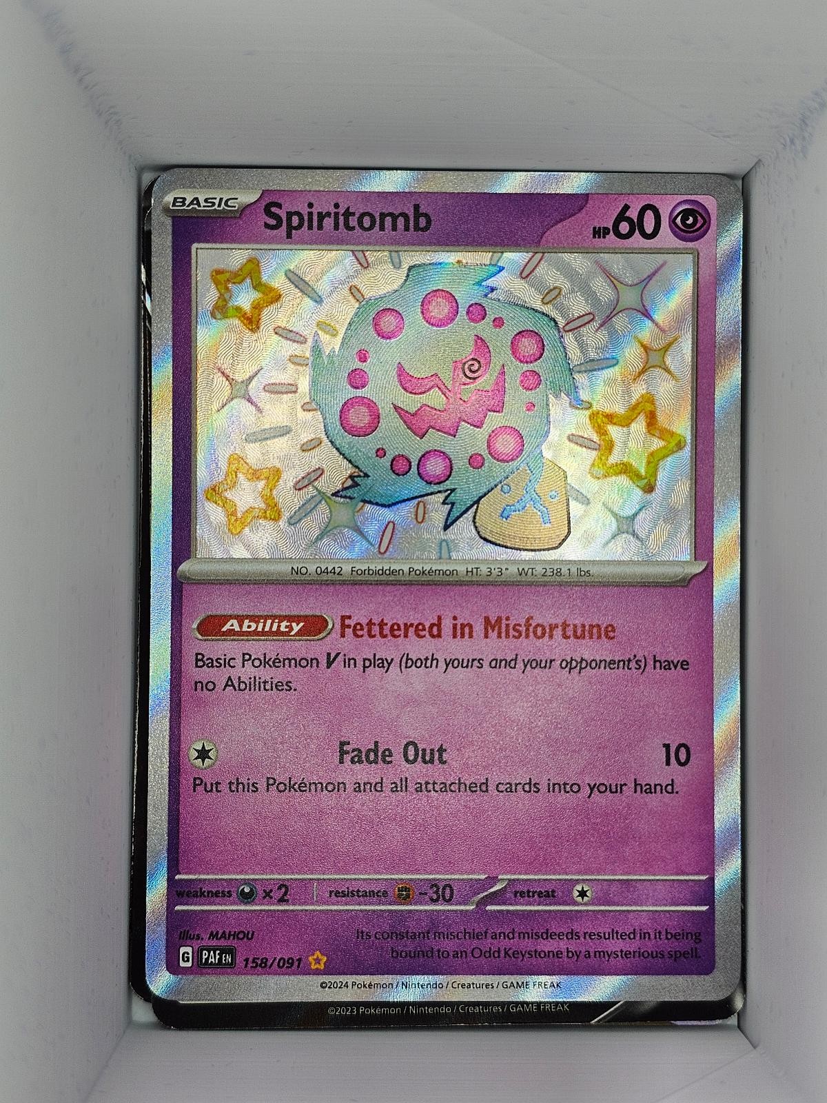 Spiritomb 158/091 Shiny Rare Paldean Fates Pokemon Holo Near Mint
