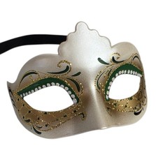 Authentic Vintage Venetian Painted Venizia Italy Masquerade Costume Mask Tie