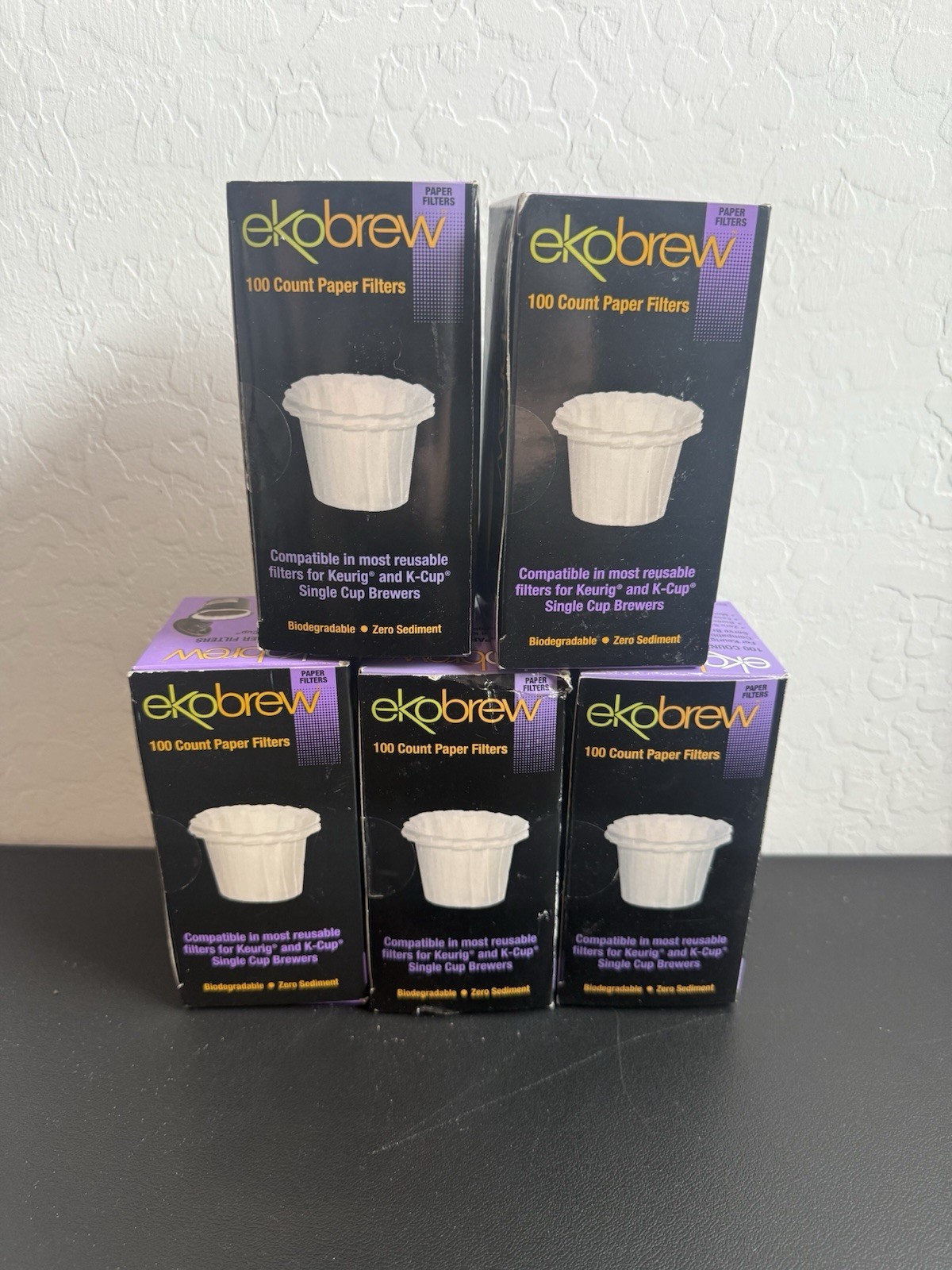 K-Cup Paper Coffee Filters & Reusable 100 Ct Keurig Compatible 5 Pack Ekobrew