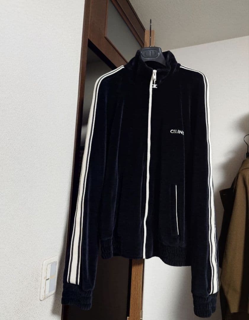 CELINE Velvet Jersey Tracksuit Jacket XS Denim Pants Leather