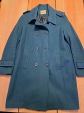 Reiss Ladies Cherie Double Breasted 80% Wool Long Coat Kingfisher Teal Small VGC