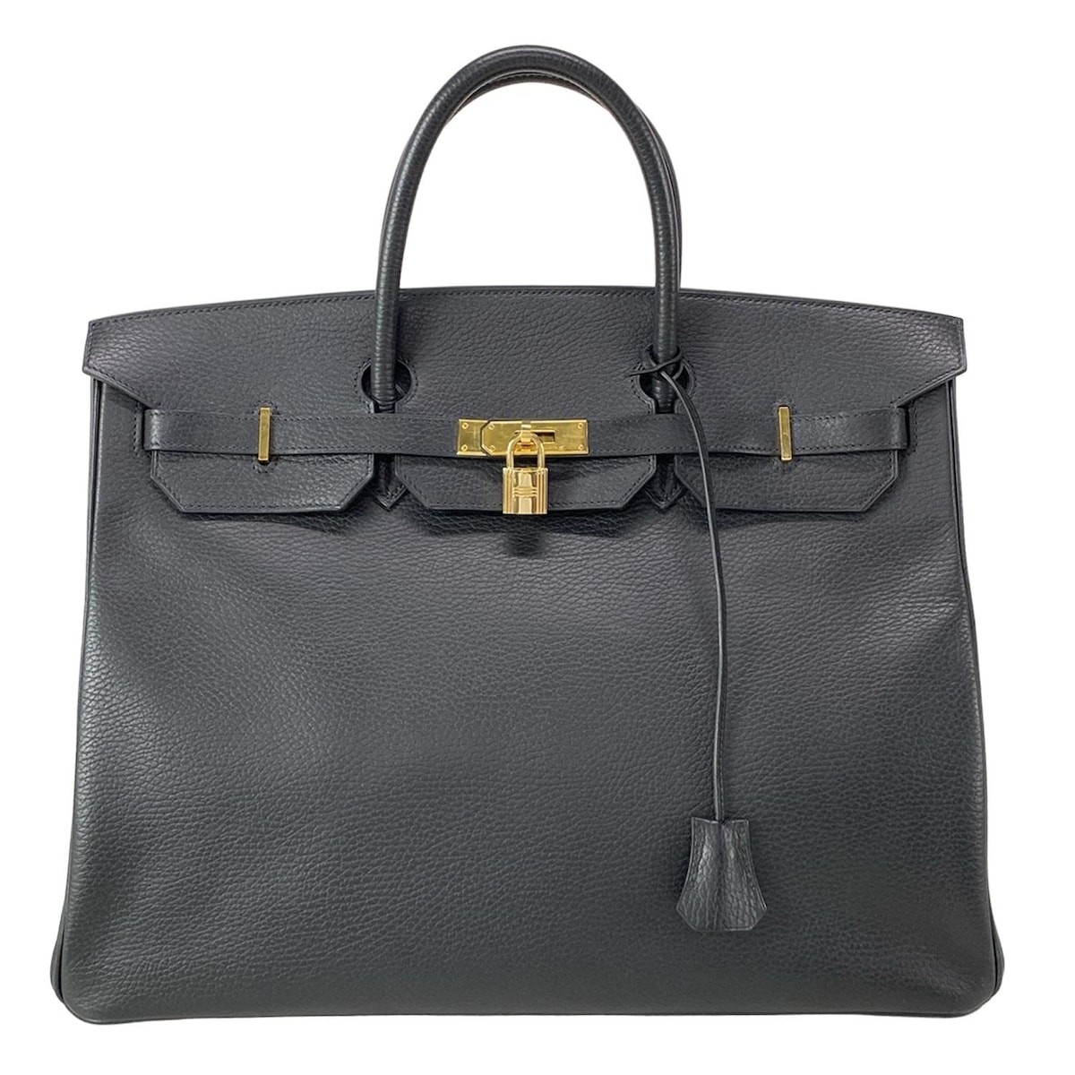 Auth HERMES Birkin 40 – Black Vachette Grainee Des Ardennes Square