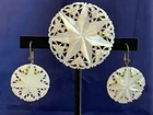 Vtg Star of Bethlehem Costume Jewelry Set Mother of Pearl Earrings & Brooch