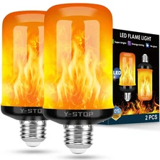Y-STOP Halloween Decorations Upgraded LED Flame Light Bulbs, 4 Modes Flickeri...