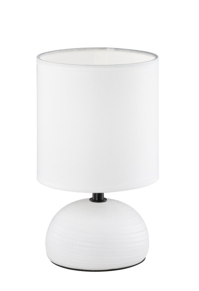 Tischleuchte Schlafzimmer Keramik Stoff E14 23 Cm Hoch Weiß Nachttisch Lampe-image