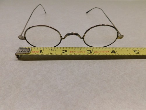 Antique Eyeglasses Spectacles/Eye Glasses Oval Lens, Wire Frame With Case - Picture 9 of 11