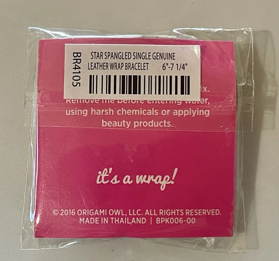 Origami Owl 6-7.25” Star Spangled Single Wrap Genuine Leather Bracelet BR4105 - Image 3 of 3