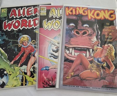 Dave Stevens 3 Book Lot Alien Worlds #3, #4 King Kong #1  Dave Stevens  1983   