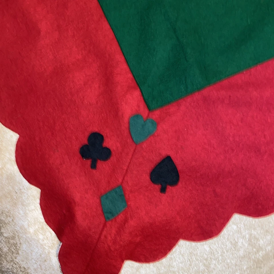 Vintage Bridge/ Poker Card Table Cover With Hand Stitched Boarder 32”x32” - Image 2 of 4