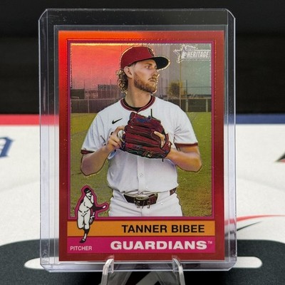 Tanner Bibee 2025 Topps Heritage High Number Red  #5 /5 Cleveland Guardians