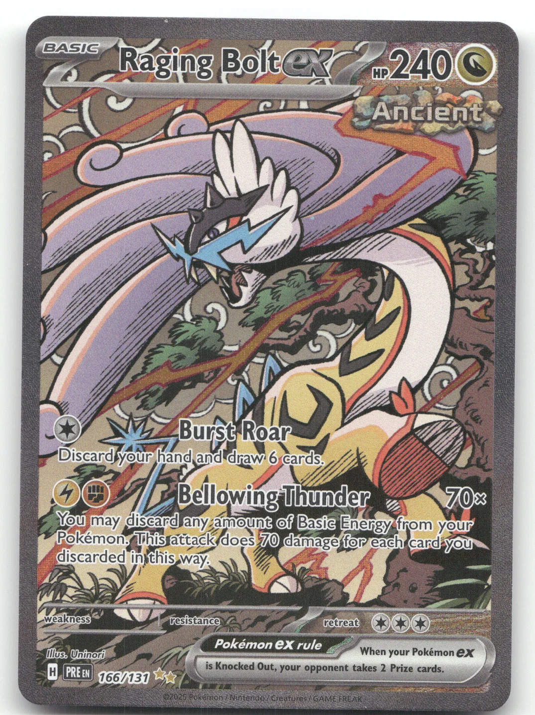 2025 Prismatic Evolutions Raging Bolt ex Secret Rare #166/131