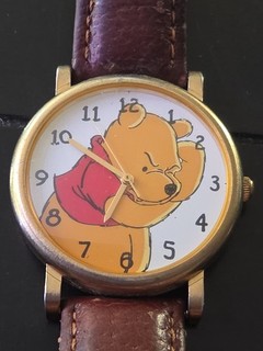 Vintage TIMEX Disney Winnie The Pooh Thinking Leather Band Watch Tested NB Works