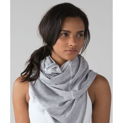Lululemon Vinyasa Scarf Grey White Micro Stripe Snap Wrap One Size O/S