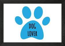Hundeliebhaber blau gerahmtes Wandbild Poster Leinwanddruck Bild