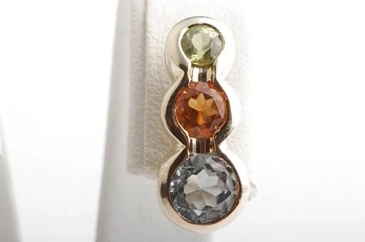 Topas Citrin Peridot Ohrringe Ohrstecker 375 9K Gelb Gold Länge 1,6cm . - Bild 2 von 4