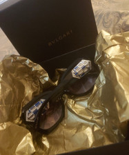 BVLGARI Black Silver Blue Crystals Sunglasses BV 8182-B 901/8G