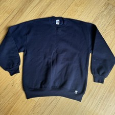 Vintage Russell Sweatshirt Men L Navy Blue Crew Neck Sweater Blank Made USA 90s