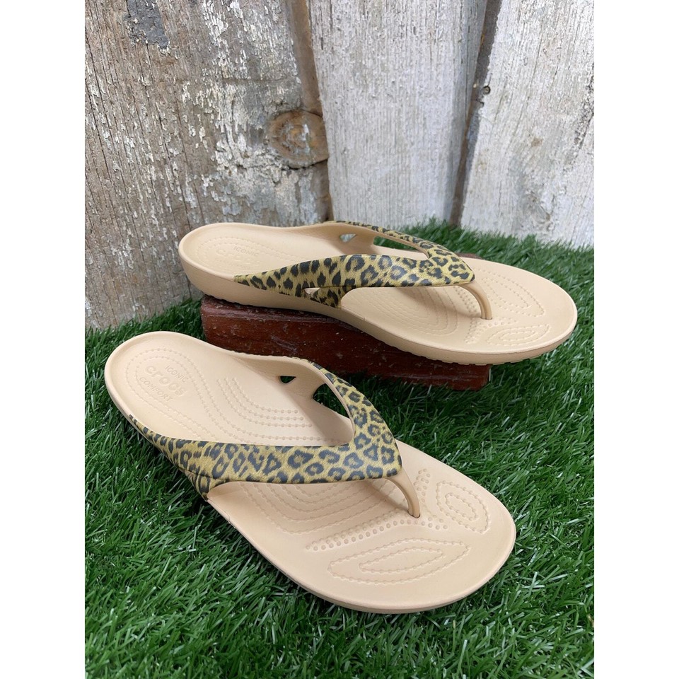 CROCS Women's Kadee Leopard Print Women's 9 Flip Flops eBay